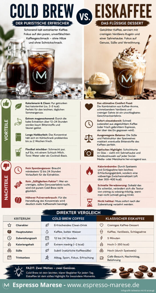 Infografik: Cold Brew Coffee vs. Eiskaffee